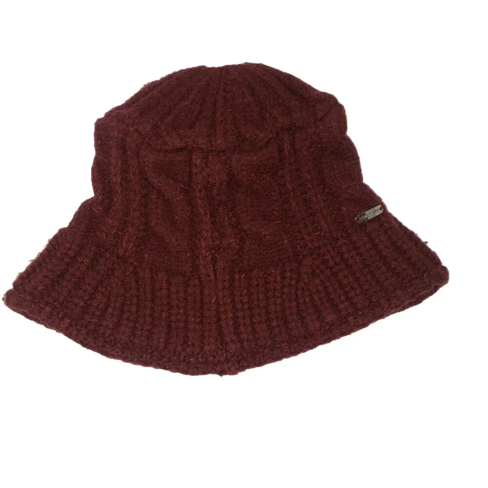 STEVE MADDEN Burgundy Acrylic Winter Hat One Size